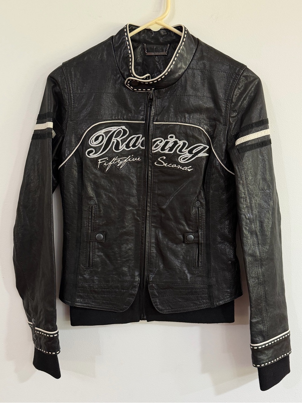 EXR Racing Motorcycle Leather Jacket Black Women’s XS Moto Embroidered